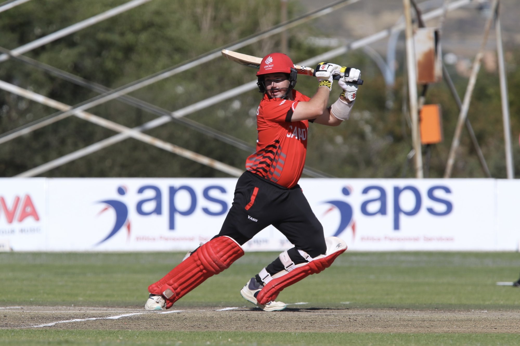 Matthew Spoors playing a pull shot for Canada